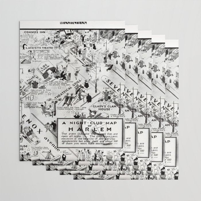 1932 Night-Club Map of Harlem, NY Centerfold from Manhattan Weekly by Elmer Simms Campbell Wrapping Paper Gallery Image 3