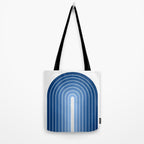 Gradient Arch VIII Bright Blue Mid Century Modern Rainbow Tote Bag Gallery Image 2