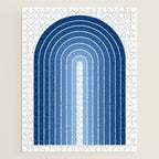 Gradient Arch VIII Bright Blue Mid Century Modern Rainbow Jigsaw Puzzle Gallery Image 1