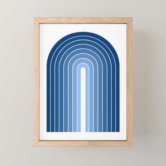 Gradient Arch VIII Bright Blue Mid Century Modern Rainbow Mini Art Print Gallery Image 1