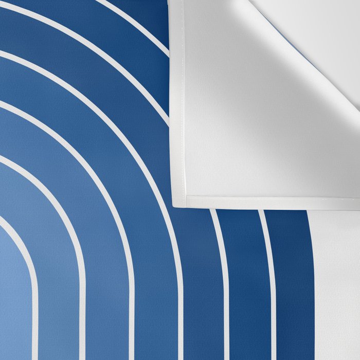 Gradient Arch VIII Bright Blue Mid Century Modern Rainbow Wall Tapestry Gallery Image 3