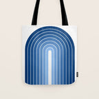 Gradient Arch VIII Bright Blue Mid Century Modern Rainbow Tote Bag Gallery Image 1