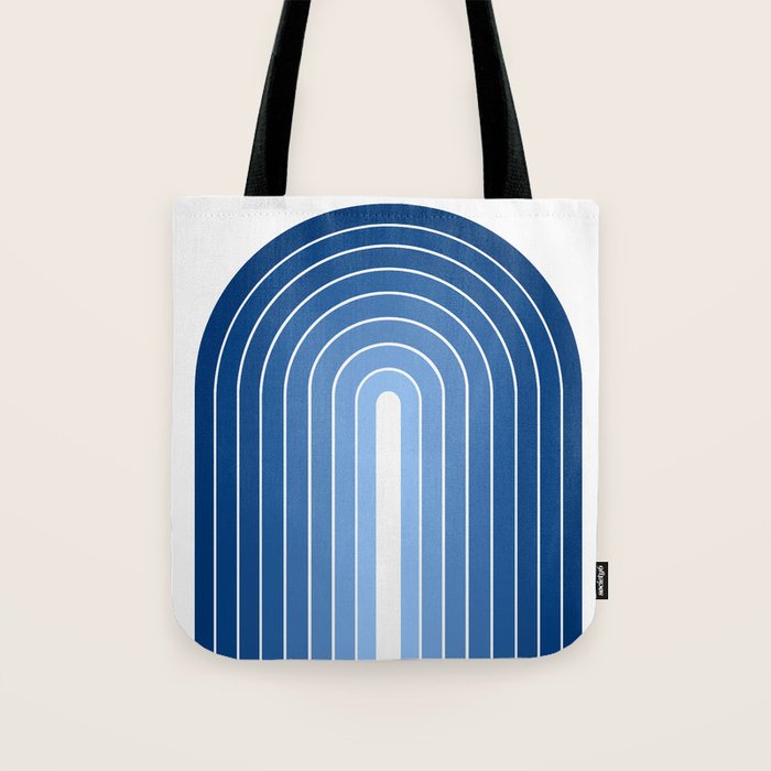 Gradient Arch VIII Bright Blue Mid Century Modern Rainbow Tote Bag Gallery Image 1