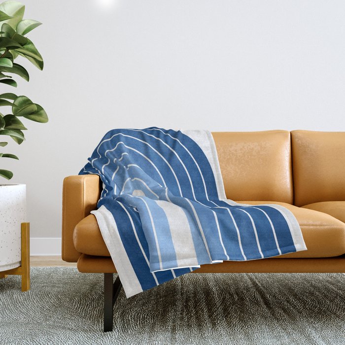 Gradient Arch VIII Bright Blue Mid Century Modern Rainbow Throw Blanket Gallery Image 1