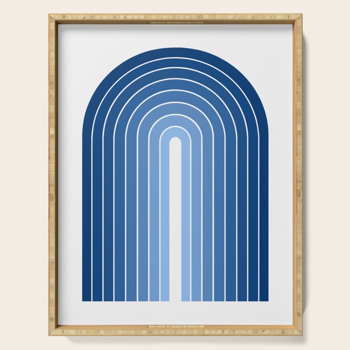 Gradient Arch VIII Bright Blue Mid Century Modern Rainbow Serving Tray Gallery Image 1