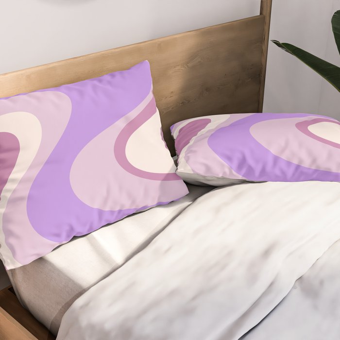 Purple Dream Retro Liquid Swirls Abstract Pillow Sham Gallery Image 2