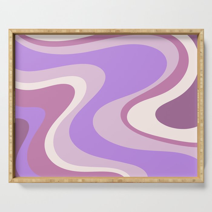 Purple Dream Retro Liquid Swirls Abstract Serving Tray Gallery Image 1