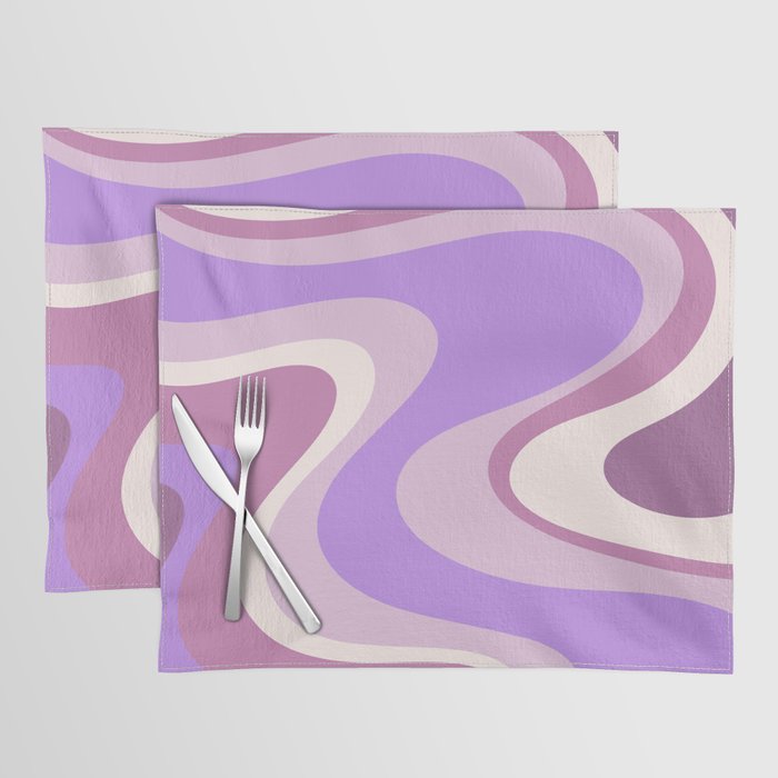 Purple Dream Retro Liquid Swirls Abstract Placemat Gallery Image 1
