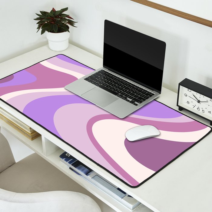 Purple Dream Retro Liquid Swirls Abstract Desk Mat Gallery Image 2