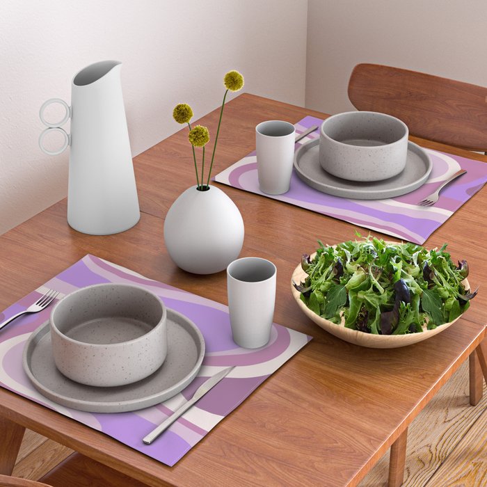 Purple Dream Retro Liquid Swirls Abstract Placemat Gallery Image 2