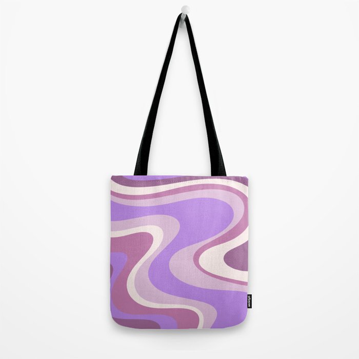Purple Dream Retro Liquid Swirls Abstract Tote Bag Gallery Image 2