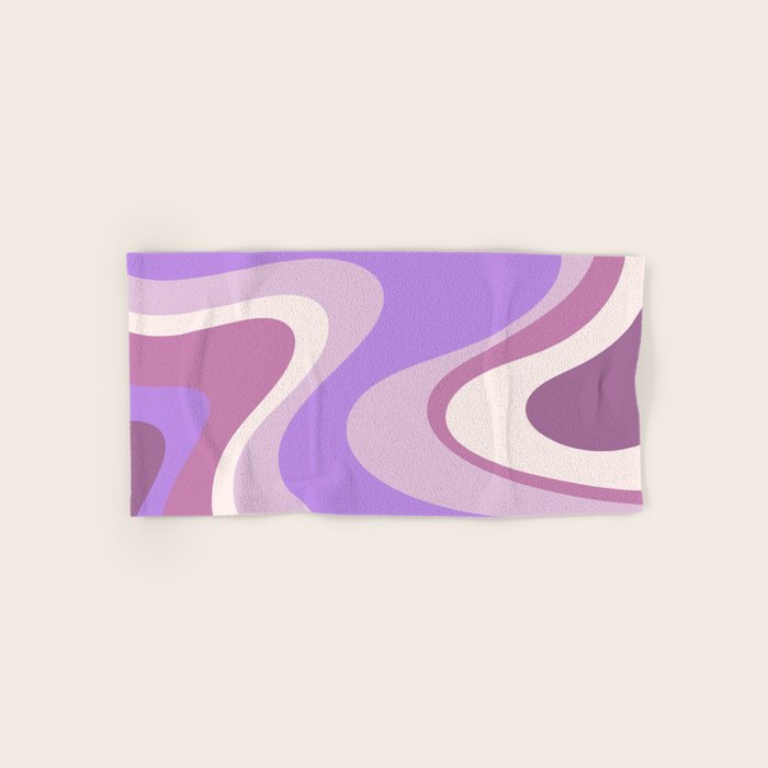 Purple Dream Retro Liquid Swirls Abstract Bath Towel Gallery Image 1