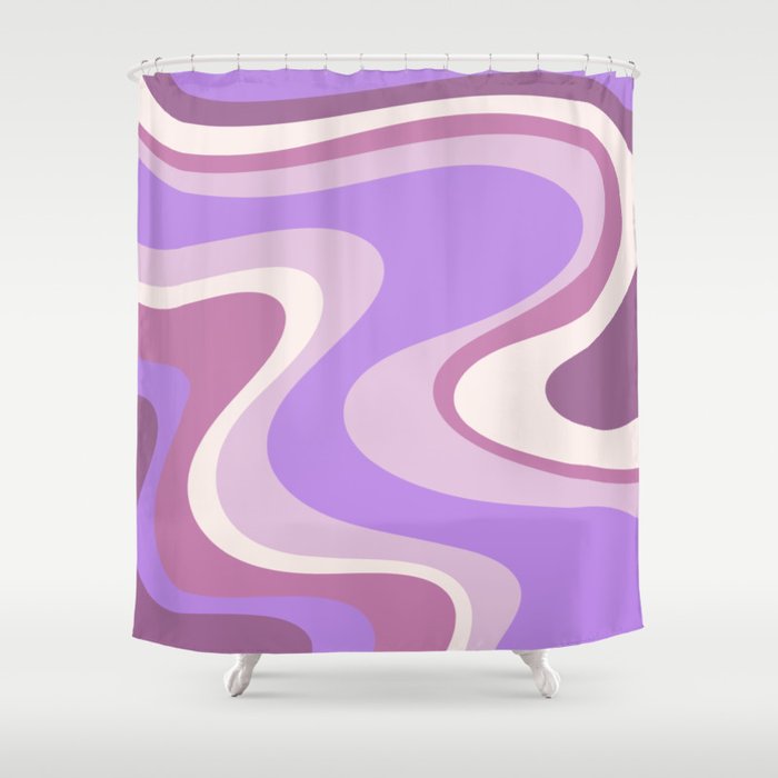 Purple Dream Retro Liquid Swirls Abstract Shower Curtain Gallery Image 1