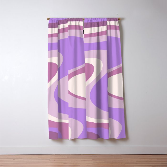 Purple Dream Retro Liquid Swirls Abstract Window Curtain Gallery Image 3