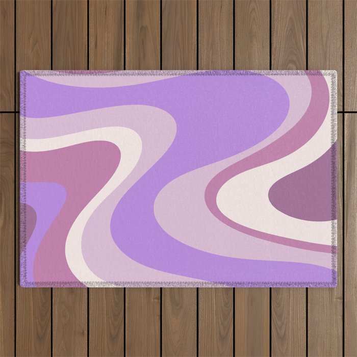 Purple Dream Retro Liquid Swirls Abstract Outdoor Rug Gallery Image 1
