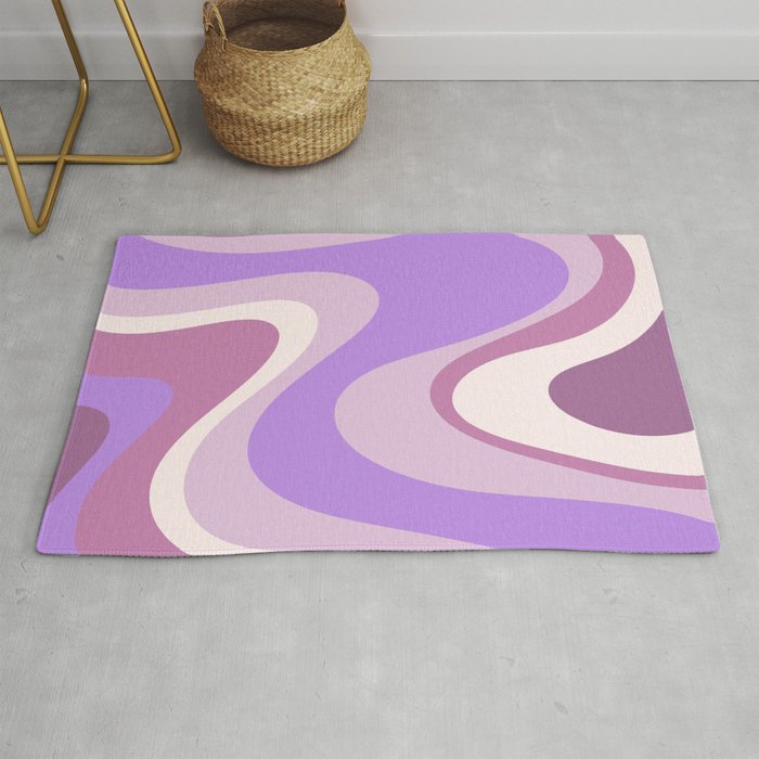 Purple Dream Retro Liquid Swirls Abstract Rug Gallery Image 1