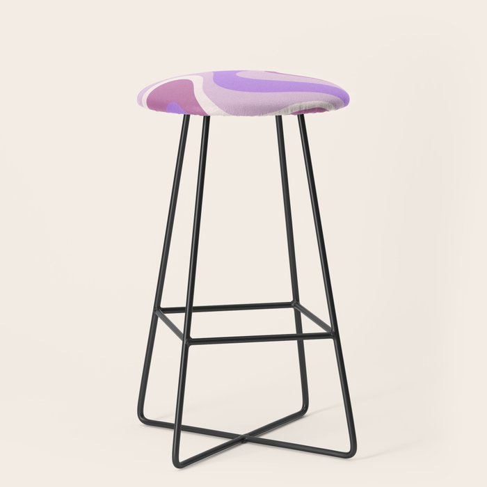 Purple Dream Retro Liquid Swirls Abstract Stool Gallery Image 1
