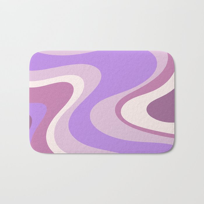 Purple Dream Retro Liquid Swirls Abstract Bath Mat Gallery Image 1