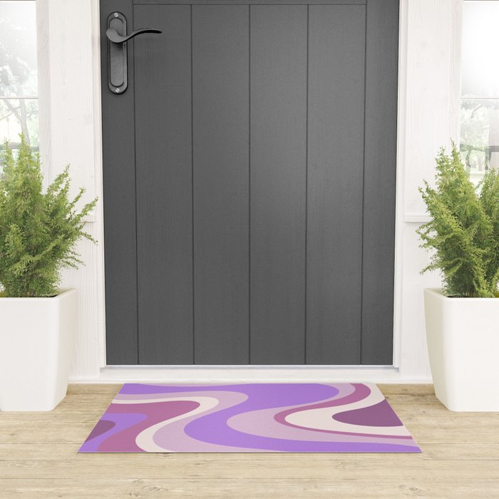 Purple Dream Retro Liquid Swirls Abstract Welcome Mat Gallery Image 3