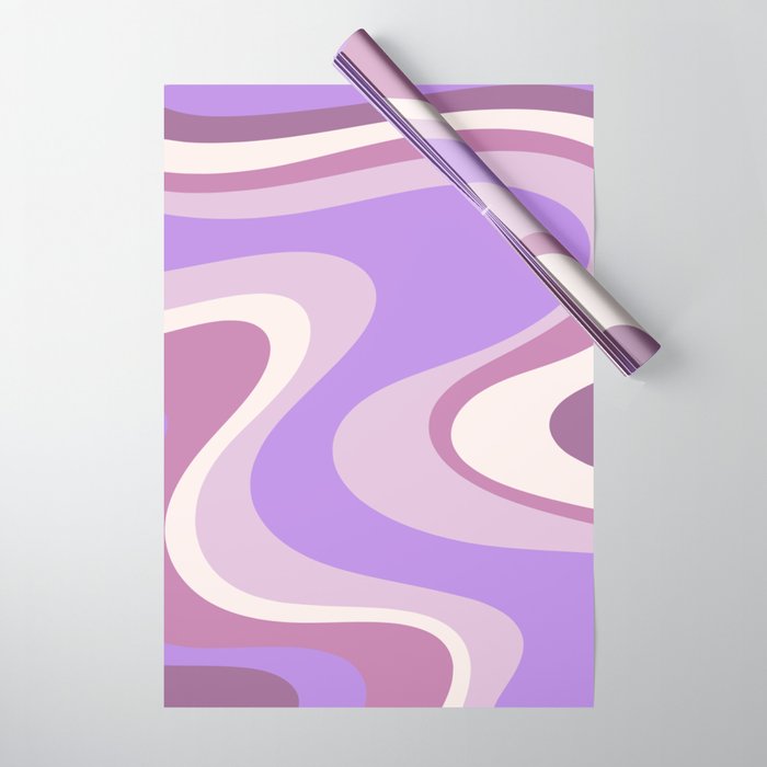 Purple Dream Retro Liquid Swirls Abstract Wrapping Paper Gallery Image 1