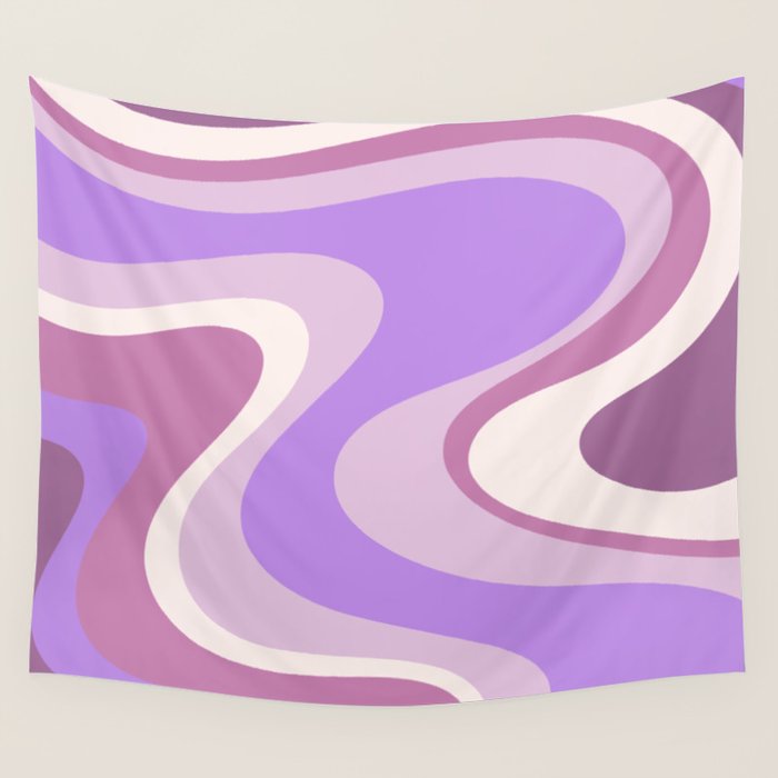 Purple Dream Retro Liquid Swirls Abstract Wall Tapestry Gallery Image 2