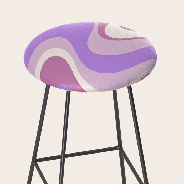 Purple Dream Retro Liquid Swirls Abstract Stool Gallery Image 2