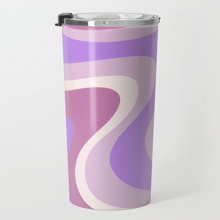 Purple Dream Retro Liquid Swirls Abstract Travel Mug Gallery Image 3