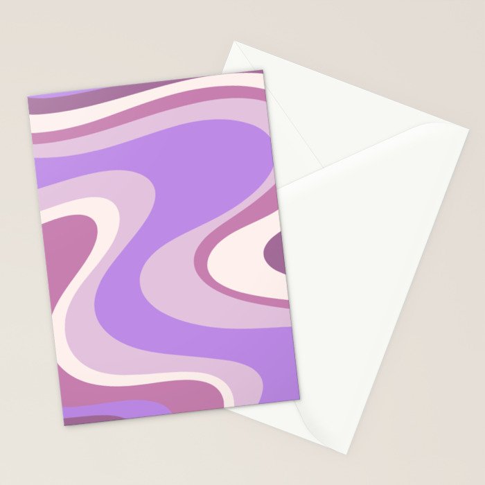 Purple Dream Retro Liquid Swirls Abstract Stationery Card Gallery Image 2