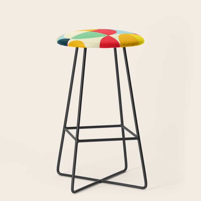 Mid Century Bauhaus Geometric Pattern Stool Gallery Image 1