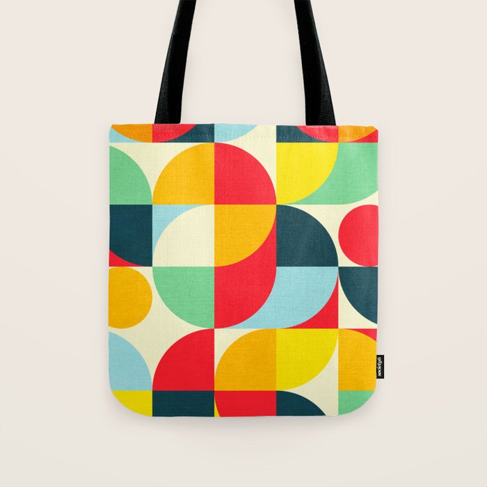 Mid Century Bauhaus Geometric Pattern Tote Bag Gallery Image 1