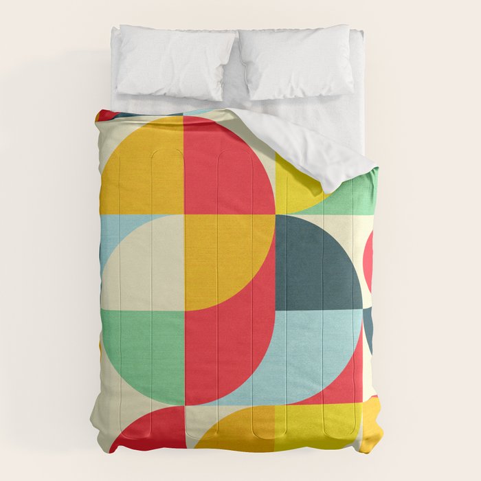 Mid Century Bauhaus Geometric Pattern Comforter Gallery Image 6