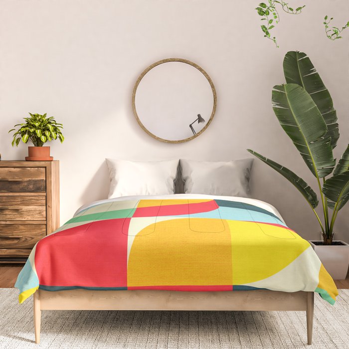 Mid Century Bauhaus Geometric Pattern Comforter Gallery Image 3