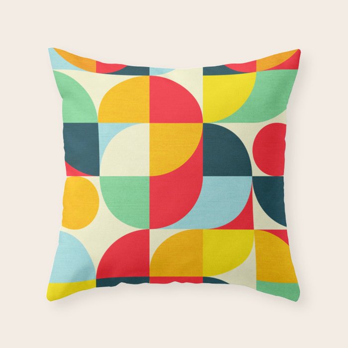 Mid Century Bauhaus Geometric Pattern Throw Pillow Gallery Image 6