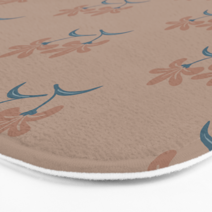 Neutral Modern Flowers- Romantic Botanical Pattern Bath Mat Gallery Image 3