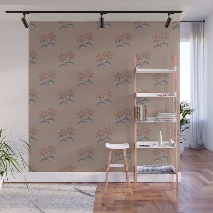 Neutral Modern Flowers- Romantic Botanical Pattern Wall Mural Gallery Image 1