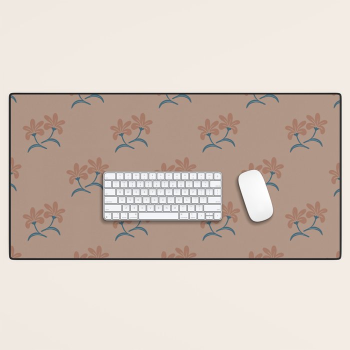 Neutral Modern Flowers- Romantic Botanical Pattern Desk Mat Gallery Image 1