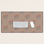 Neutral Modern Flowers- Romantic Botanical Pattern Desk Mat Gallery Image 1