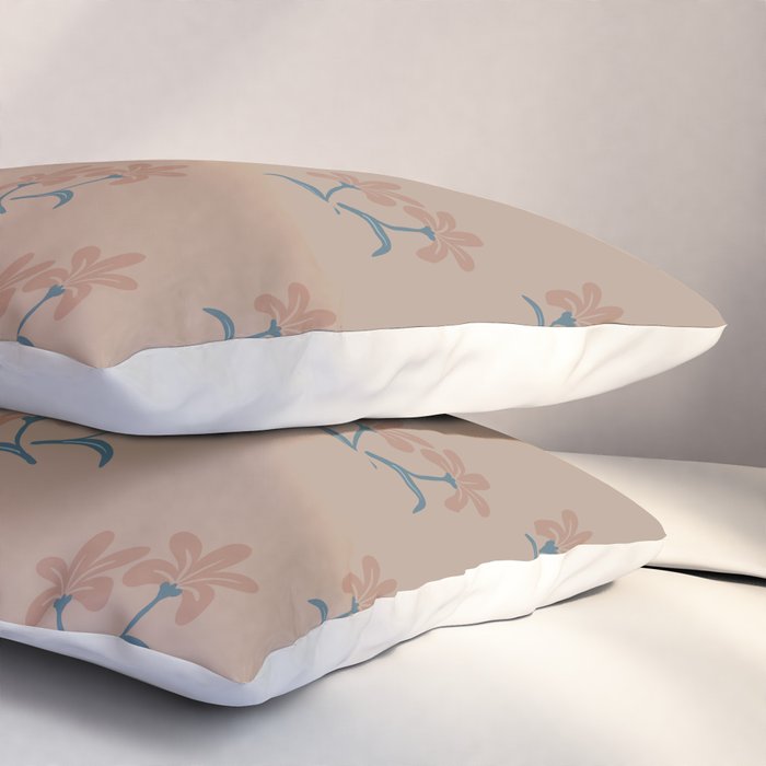 Neutral Modern Flowers- Romantic Botanical Pattern Pillow Sham Gallery Image 3