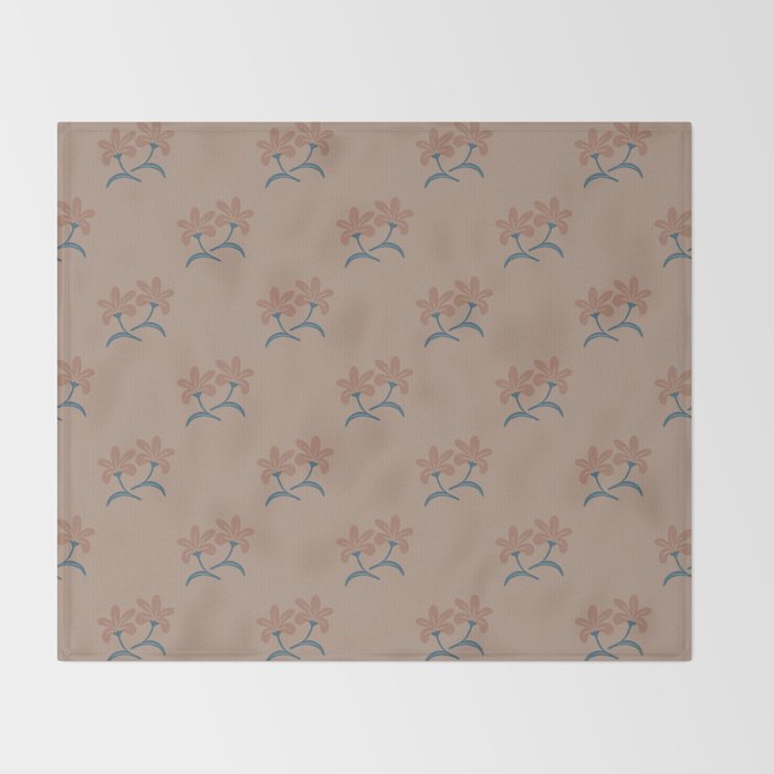 Neutral Modern Flowers- Romantic Botanical Pattern Throw Blanket Gallery Image 2