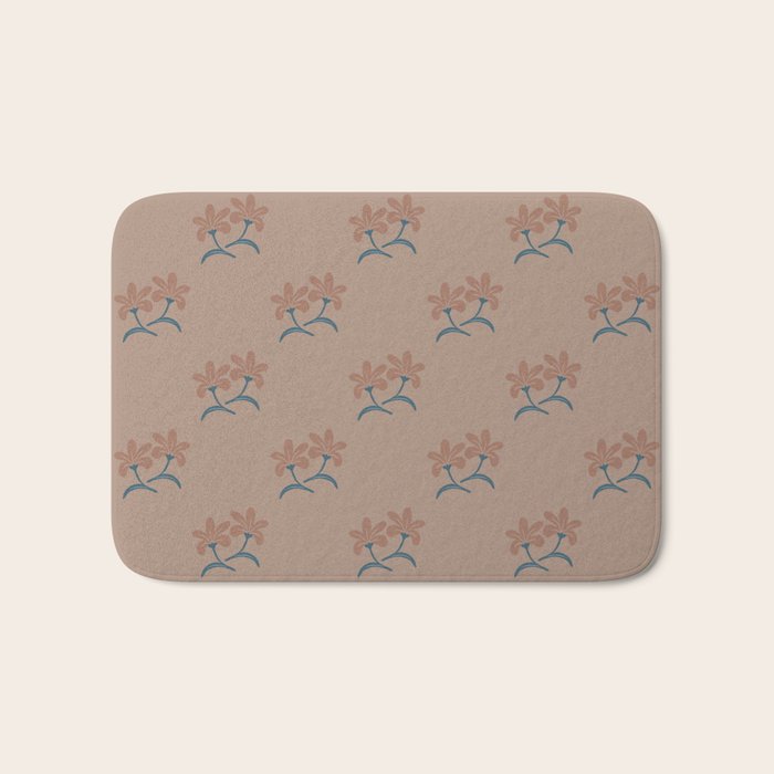 Neutral Modern Flowers- Romantic Botanical Pattern Bath Mat Gallery Image 1