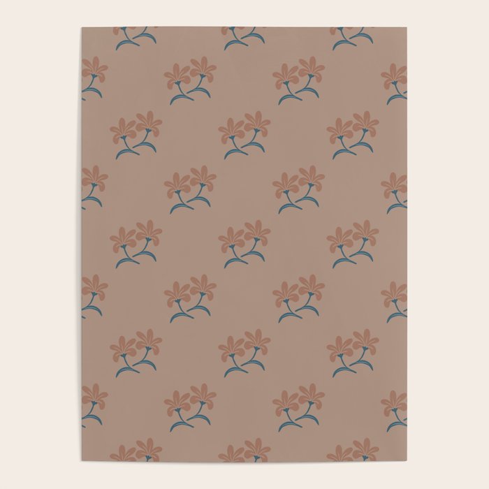 Neutral Modern Flowers- Romantic Botanical Pattern Poster Gallery Image 1