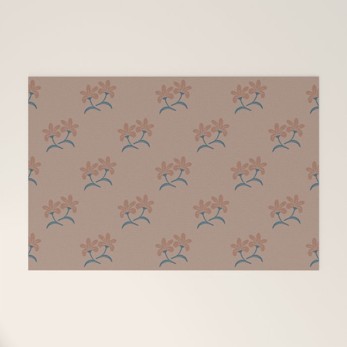 Neutral Modern Flowers- Romantic Botanical Pattern Welcome Mat Gallery Image 1