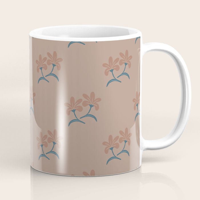 Neutral Modern Flowers- Romantic Botanical Pattern Coffee Mug Gallery Image 1