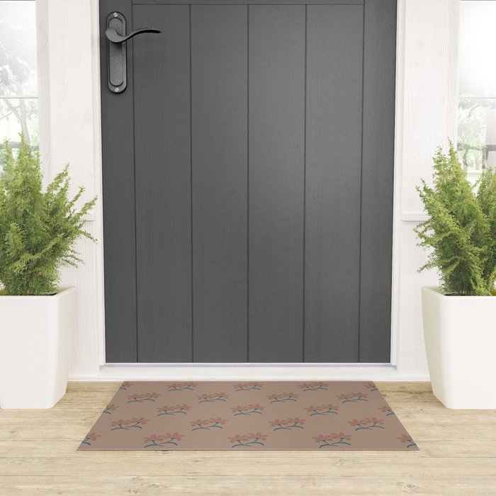 Neutral Modern Flowers- Romantic Botanical Pattern Welcome Mat Gallery Image 3