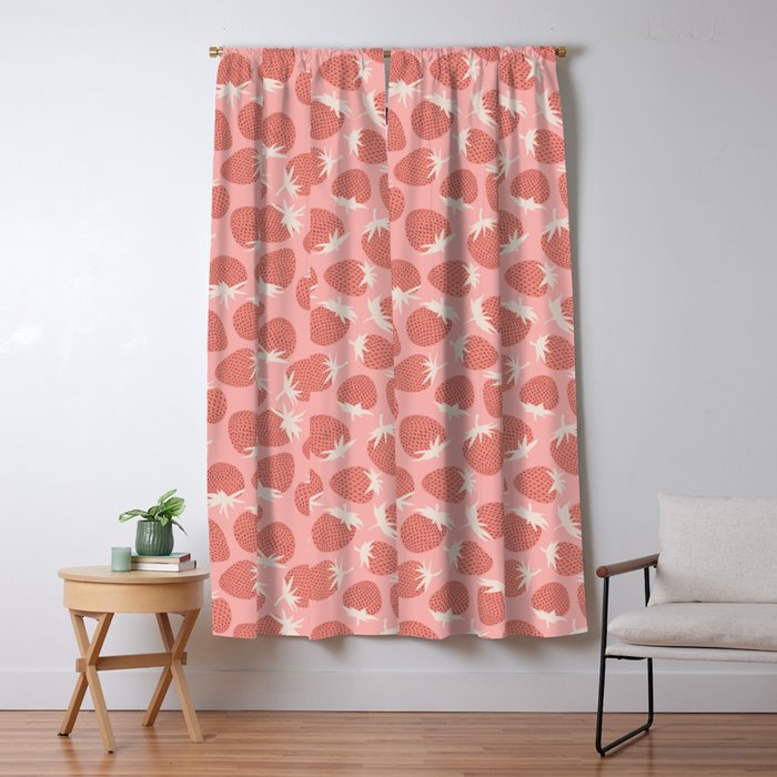 Pink Strawberries Window Curtain Gallery Image 5