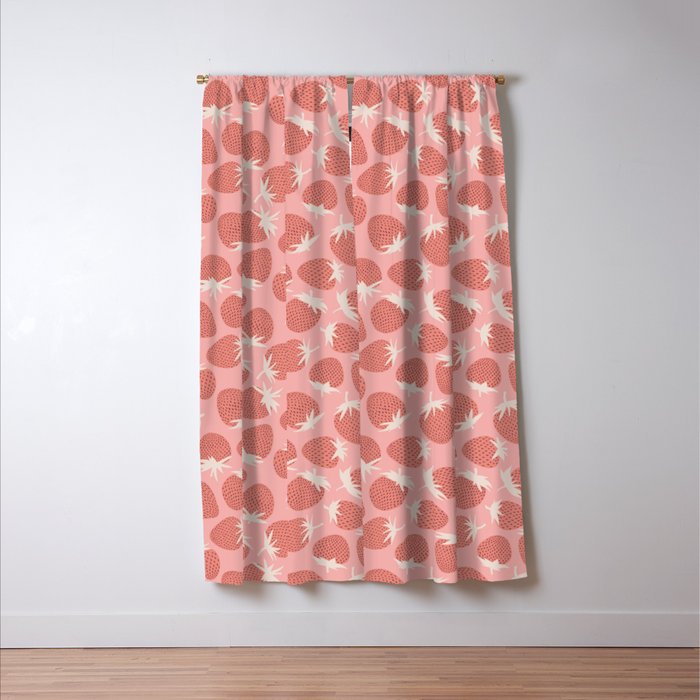 Pink Strawberries Window Curtain Gallery Image 3