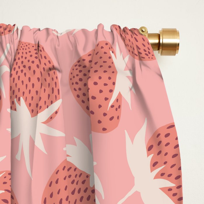 Pink Strawberries Window Curtain Gallery Image 2