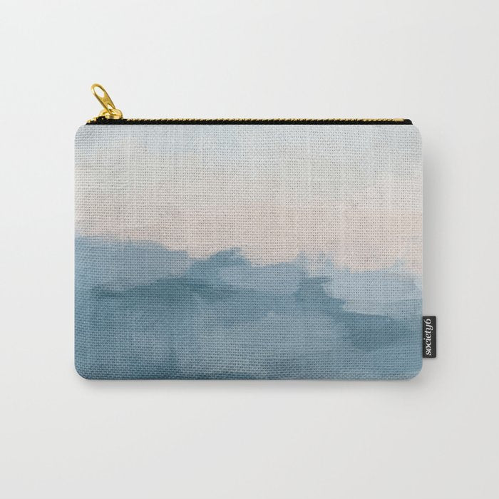 Sunrise Waves - Ocean Blue Soft Pink Peach Nautical Sea Sailing Abstract Nature Painting Art Print  Carry All Pouch Gallery Image 1