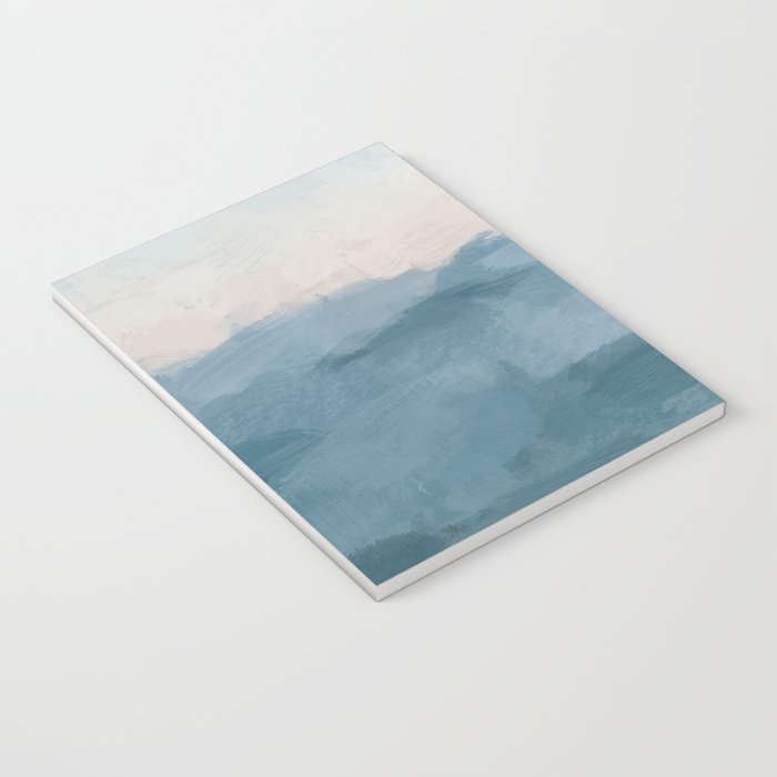Sunrise Waves - Ocean Blue Soft Pink Peach Nautical Sea Sailing Abstract Nature Painting Art Print  Notebook Gallery Image 3