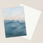 Sunrise Waves - Ocean Blue Soft Pink Peach Nautical Sea Sailing Abstract Nature Painting Art Print  Stationery Card Gallery Image 2